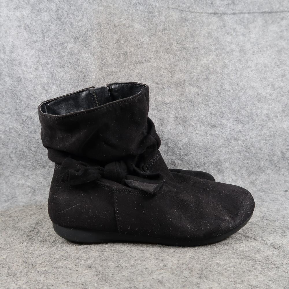 Wonder Nation Shoes Kids Toddler 11 Boots Slouchy Black Side Zip Bow Detail